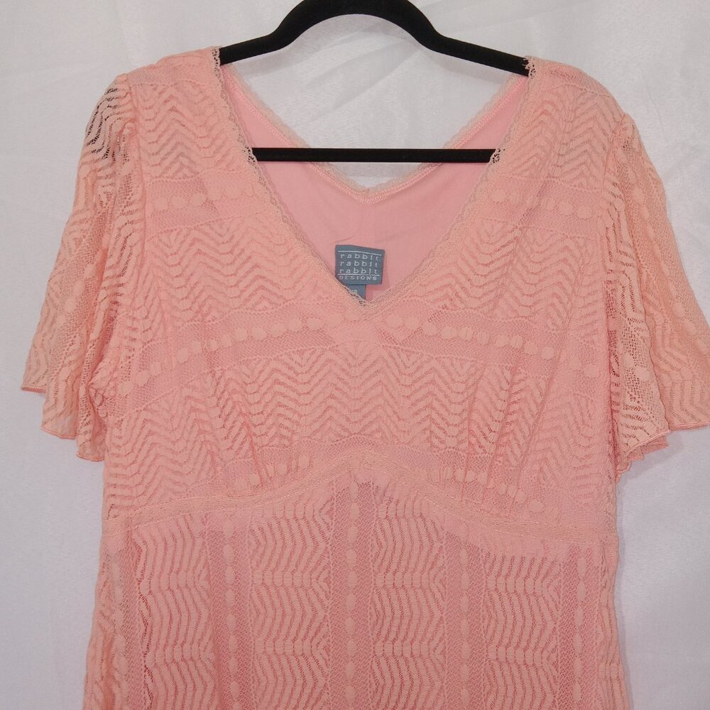 Rabbit Rabbit Rabbit Designs Peach Lace Dress Womens Sz 18 NWT Boho Cottagecore - Picture 10 of 12